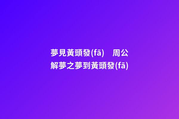 夢見黃頭發(fā)　周公解夢之夢到黃頭發(fā)